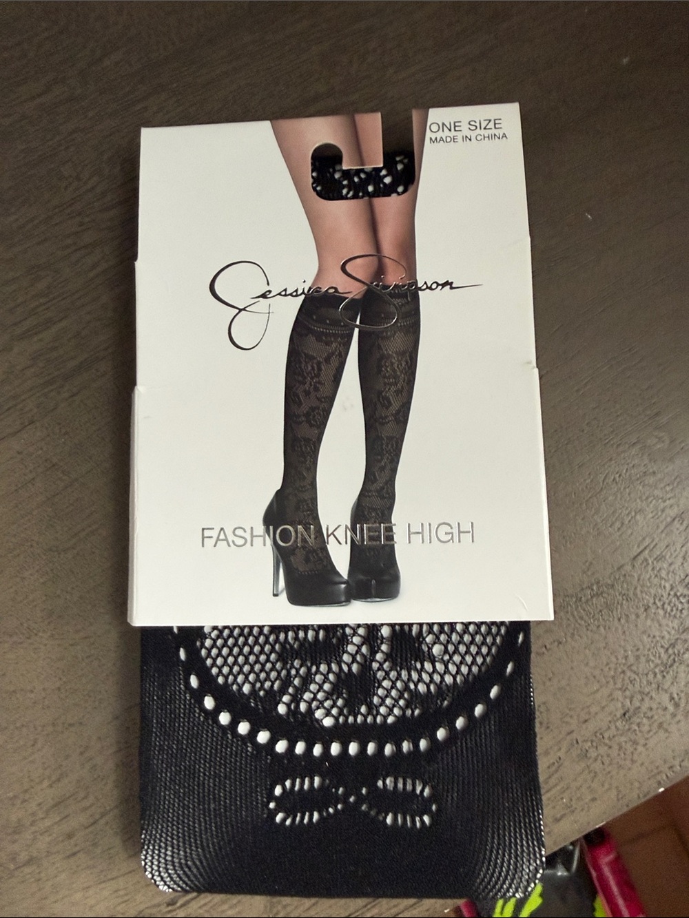 Jessica Simpson Black Lace Pattern Knee Highs
